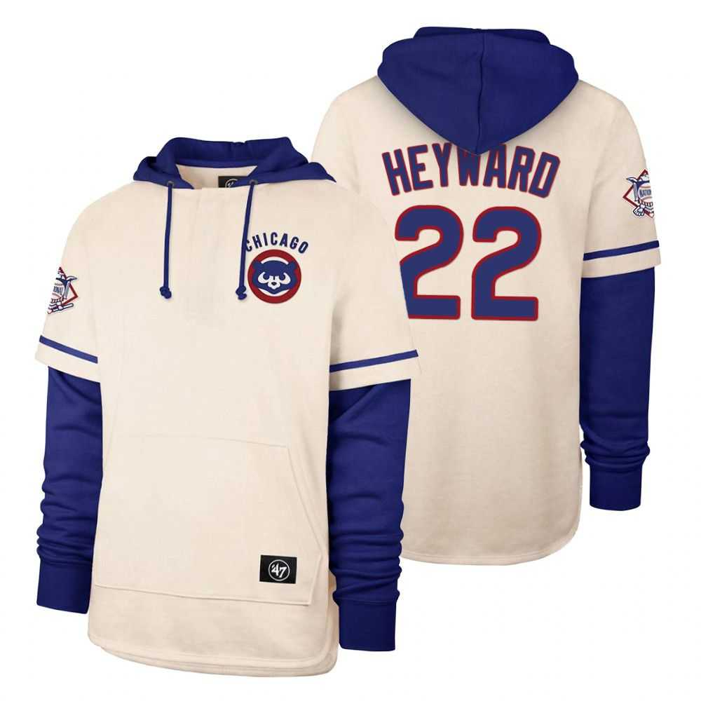 Men Chicago Cubs 22 Heyward Cream 2021 Pullover Hoodie MLB Jersey